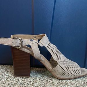 Franco Sarto open toed suede booties